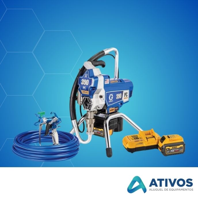 AILESS GRACO BATERIA 390 - Ativos Aluguel de equipamentos, máquinas e ferramentas para locação para obra, construção, pintura, jardinagem e limpeza em Campinas, Valinhos, Vinhedo