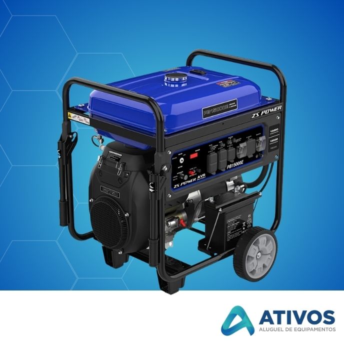 Gerador de Gasolina 15KVA- Ativos Aluguel de equipamentos, máquinas e ferramentas para locação para obra, construção, pintura, jardinagem e limpeza em Campinas, Valinhos, Vinhedo