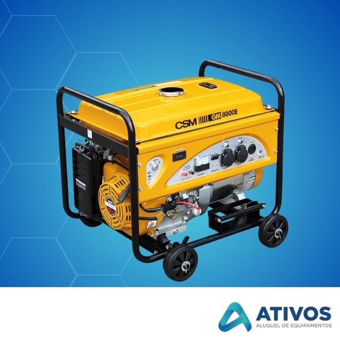 Gerador de Gasolina 8KVA - Ativos Aluguel de equipamentos, máquinas e ferramentas para locação para obra, construção, pintura, jardinagem e limpeza em Campinas, Valinhos, Vinhedo